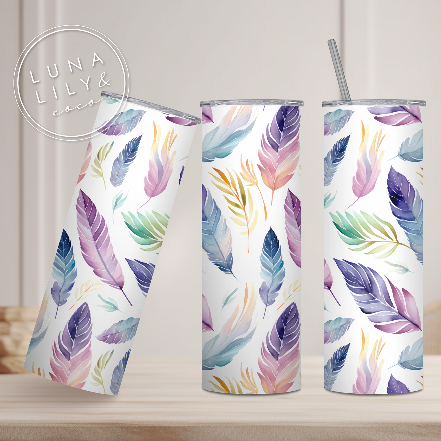 Watercolor Boho Feathers Seamless Pattern, Boho Feathers Digital Paper, Boho Patterns, Watercolor Feathers, Repeat Pattern, Digital Art - JPFashionStudio