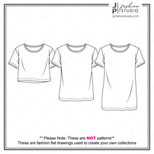 Load image into Gallery viewer, Women Boxy Tops Fashion Sketches, Vector fashion Templates, Fashion Technical Drawings, Crop Top sketch, Women's t-shirt sketch, Tunic top Sketch, for Adobe Illustrator