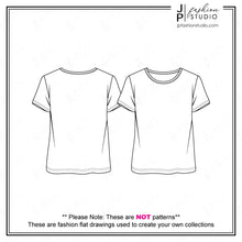 Load image into Gallery viewer, Women Boxy Tops Fashion Sketches, Vector fashion Templates, Fashion Technical Drawings, Crop Top sketch, Women's t-shirt sketch, Tunic top Sketch, for Adobe Illustrator