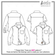 Load image into Gallery viewer, Boys Shirts Fashion Flat Sketches, Kids Fashion Technical Drawings