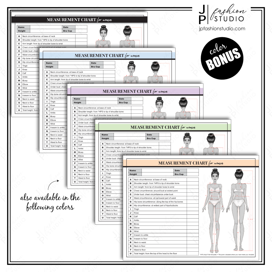 Body contouring, Body measurement chart, tech pack template, fashion template, measurement sewing, fashion designer, fashion forms, fashion measuring guide for women, pattern making, fashion spec sheet, measurement guideline, fashion figure, clothing size chart