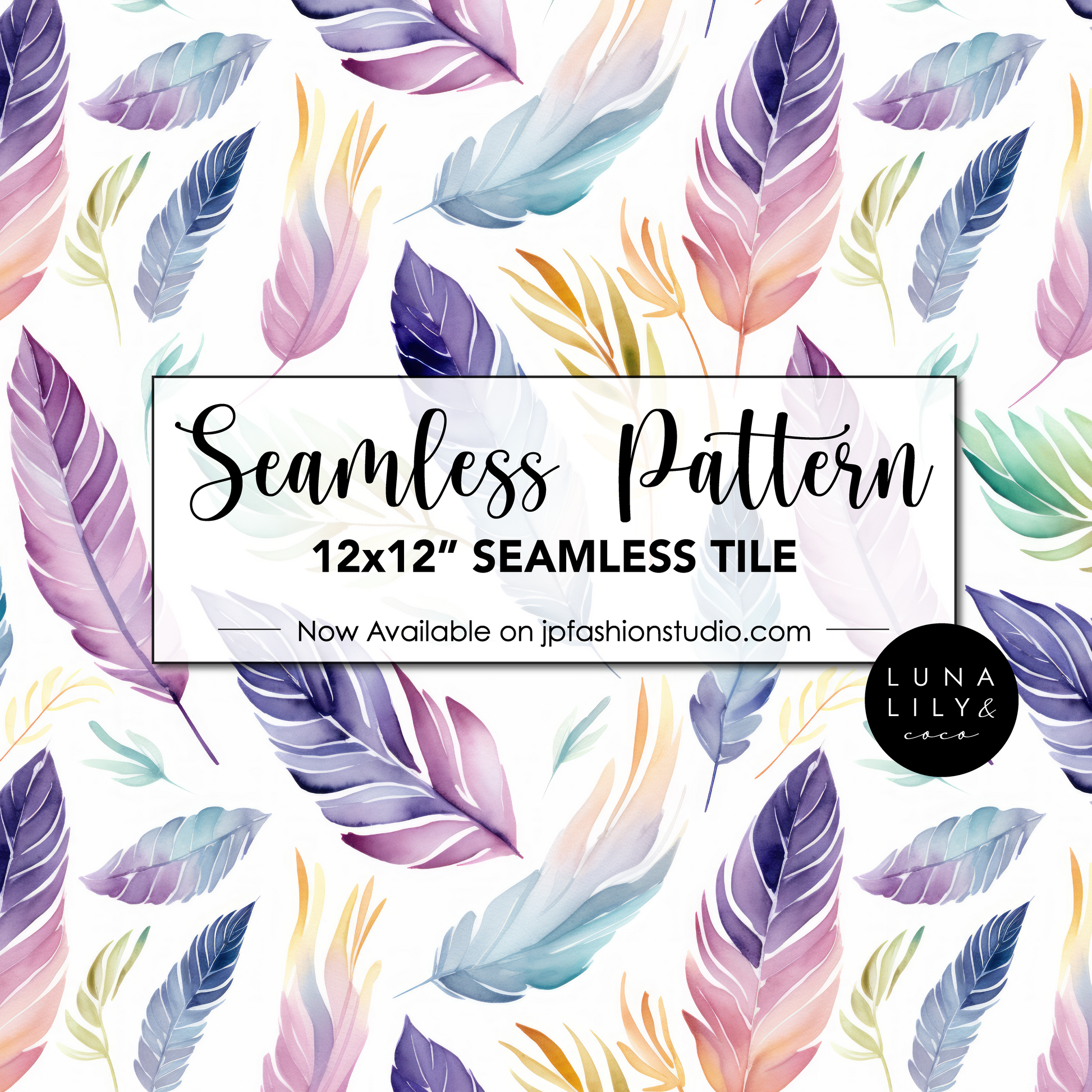 Watercolor Boho Feathers Seamless Pattern, Boho Feathers Digital Paper, Boho Patterns, Watercolor Feathers, Repeat Pattern, Digital Art - JPFashionStudio