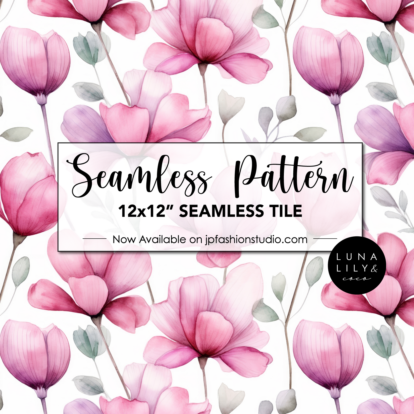 Watercolor Cyclamen Seamless Pattern, Cyclamen Flowers, Floral Seamless Pattern, Floral Prints, Flowers, Repeating Pattern, Digital Print - JPFashionStudio