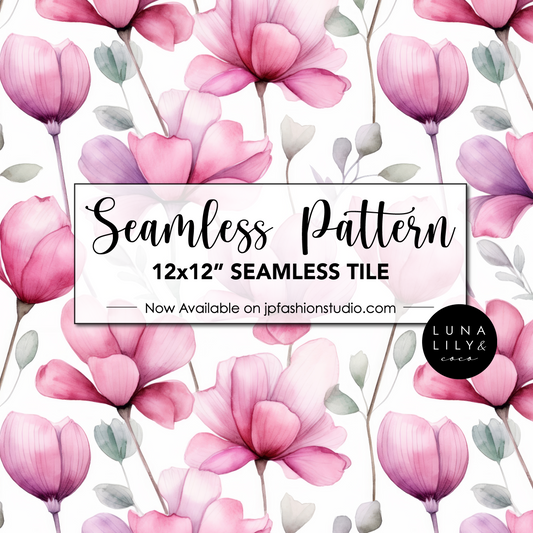 Watercolor Cyclamen Seamless Pattern, Cyclamen Flowers, Floral Seamless Pattern, Floral Prints, Flowers, Repeating Pattern, Digital Print - JPFashionStudio