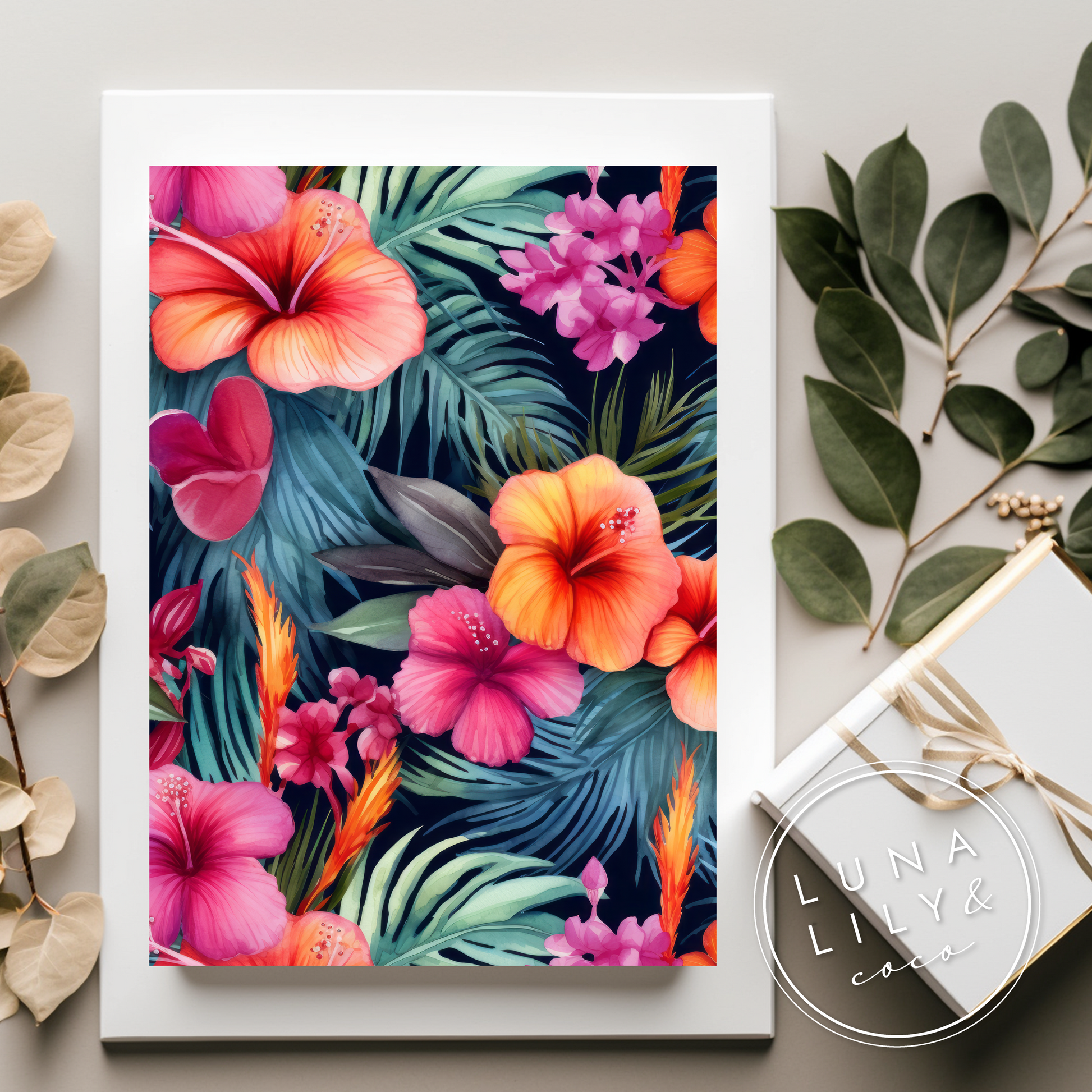 Tropical Flowers Seamless Pattern Tile, Tropical Prints, Hibiscus Print, Repeating Pattern, Floral Seamless Digital Pattern, Commercial Use - JPFashionStudio