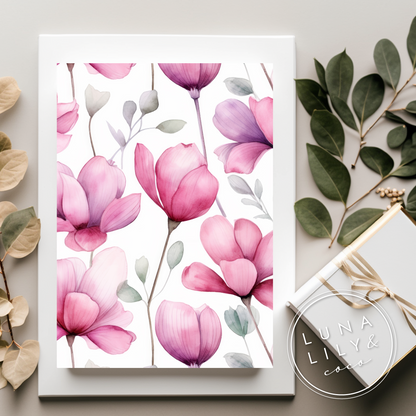 Watercolor Cyclamen Seamless Pattern, Cyclamen Flowers, Floral Seamless Pattern, Floral Prints, Flowers, Repeating Pattern, Digital Print - JPFashionStudio
