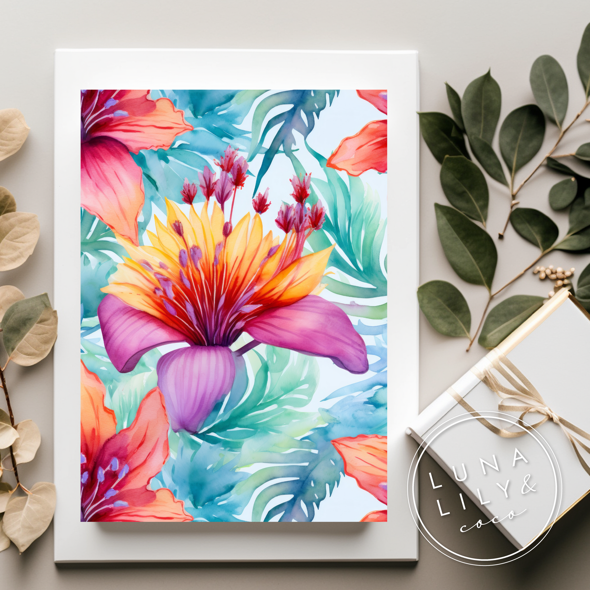 Tropical Flowers Seamless Pattern Tile, Tropical Prints, Colorful Prints, Repeating Pattern, Floral Seamless Digital Pattern, Commercial Use - JPFashionStudio