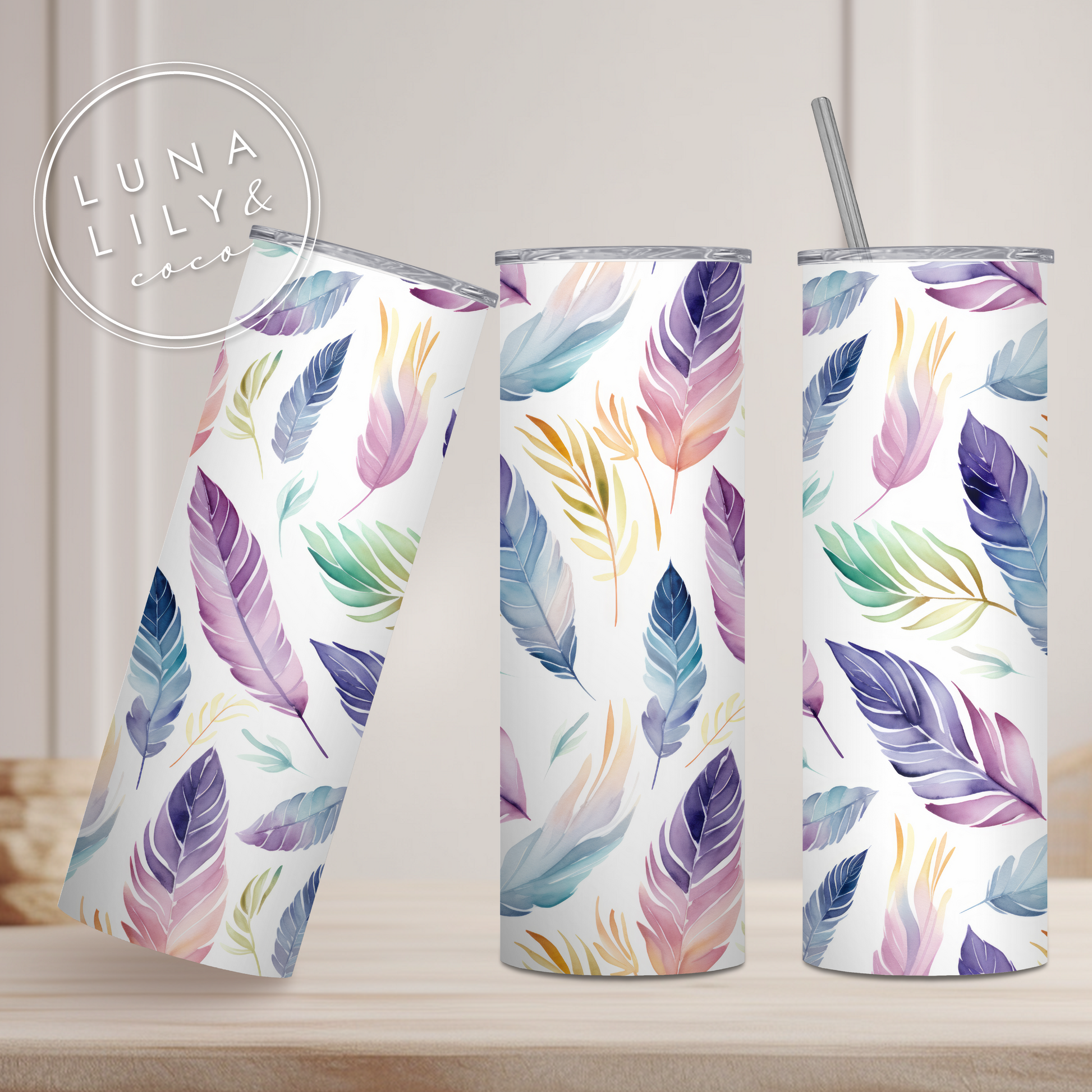 Watercolor Boho Feathers Seamless Pattern, Boho Feathers Digital Paper, Boho Patterns, Watercolor Feathers, Repeat Pattern, Digital Art - JPFashionStudio