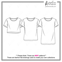 Load image into Gallery viewer, Women Boxy Tops Fashion Sketches, Vector fashion Templates, Fashion Technical Drawings, Crop Top sketch, Women&#39;s t-shirt sketch, Tunic top Sketch, for Adobe Illustrator
