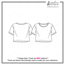 Load image into Gallery viewer, Women Boxy Tops Fashion Sketches, Vector fashion Templates, Fashion Technical Drawings, Crop Top sketch, Women&#39;s t-shirt sketch, Tunic top Sketch, for Adobe Illustrator
