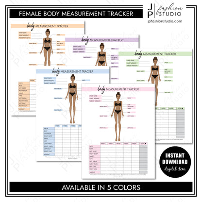 PRINTABLE Female Body Measurement Tracker, Weight Loss Tracker Printable, Weight Loss Planner, Diet Planner, PDF, A4, A5, US Letter, Half Letter