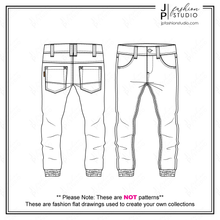 Load image into Gallery viewer, Men Jogger Pant sketches, Cargo pant, Fashion Flat Sketches, Pants Technical Drawings, Vector Fashion Templates, Boys pant sketch, Adobe Illustrator
