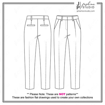 Women Suit Outfit Fashion Flat Sketches / Business casual / Bridal Suit / Chic Classy Pantsuit Technical Drawings for Adobe Illustrator. Oversized Blazer Jacket Double Breasted, Bustier Corset Cropped Top and Women's Trousers.&nbsp;