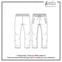 Load image into Gallery viewer, Men Sweatpants and Bermuda Sketches, Older Boys Fashion Flat Sketches, Fashion Technical drawings, Straight Legs jogging pant, Joggers sweatpants, Bermuda shorts for Adobe Illustrator
