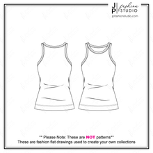 Load image into Gallery viewer, Women Tank Top Sketch, Fashion CADs, Fashion Technical Drawing, Fashion Flat Sketches for Adobe Illustrator, Crop Top, spaghetti strap tank top, camisole sketch
