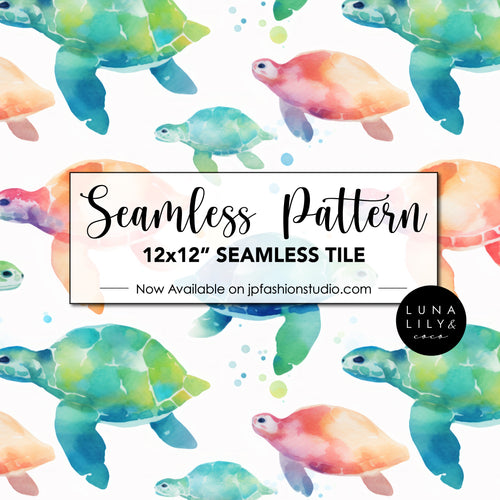 Watercolor Turtle Digital Paper, Turtle Seamless Pattern Tile, Watercolor Turtle PNG, Colorful Turtle PNG, Commercial Use, Seamless Repeat, Seamless Tile, Digital Paper, Instant Digital Download  - Repeating Pattern - 300 DPI Resolution