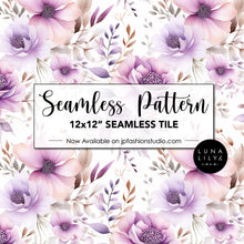 Load image into Gallery viewer, Abstract Floral Seamless Pattern Tile, lilac Floral Seamless Digital Pattern, Pink and Lilac Flowers, Watercolor Flowers, Soft Watercolor flowers, Seamless Repeat, Seamless files, Digital Paper, Instant Digital Download  - Repeating Pattern - 300 DPI Resolution
