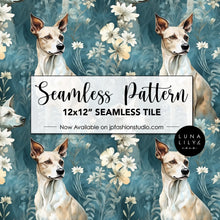 Load image into Gallery viewer, Floral Dog Seamless Pattern Tile, Cute Dog Seamless Pattern, Floral Seamless Digital Pattern, Dog and Flowers, Teal Blue Background Pattern, Seamless Repeat, Dog Prints, Seamless Tile, Digital Paper, Instant Digital Download  - Repeating Pattern - 300 DPI Resolution
