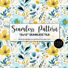 Load image into Gallery viewer, Watercolor Floral Seamless Pattern Tile, Floral Seamless Digital Pattern, Blue and Yellow flowers, Watercolor Seamless Pattern, Soft Watercolor Print, Watercolor Flowers, Seamless Repeat, Seamless Tile, Digital Paper, Instant Digital Download  - Repeating Pattern - 300 DPI Resolution
