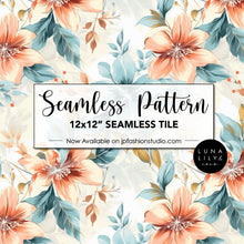 Load image into Gallery viewer, Abstract Floral Seamless Pattern Tile, Blush Orange and Blue Flowers, Cream Background Floral Pattern, Floral Seamless Digital Pattern, Flower Tile Pattern, Seamless Repeat, Seamless Tile, Digital Paper, Instant Digital Download  - Repeating Pattern - 300 DPI Resolution
