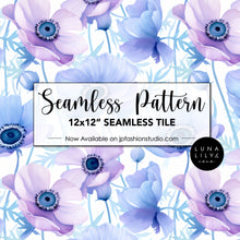 Load image into Gallery viewer, Watercolor Anemone Seamless Pattern Tile, Watercolor Flowers, Floral Seamless Pattern Tile, Floral Seamless Digital Pattern, Abstract Floral Seamless Pattern Tile, Pink Anemone, Blue Anemone, White Background Print, Digital Download, Commercial Use, Seamless Repeat, Seamless Files, Digital Paper, Instant Digital Download  - Repeating Pattern - 300 DPI Resolution
