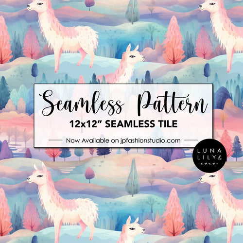 Llama Seamless Pattern Tile, Llama digital paper, Watercolor Cactus Digital Paper, Watercolor Llama, Watercolor Desert Art, Pastel Llama, Pink Llama, Seamless Repeat, Seamless Files, Digital Paper, Instant Digital Download  - Repeating Pattern - 300 DPI Resolution