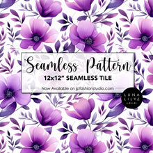 Load image into Gallery viewer, Poppy Anemone Floral Seamless Pattern Tile, Floral Seamless Digital Pattern, Purple Flowers, Watercolor Flowers, Colorful Floral Print, Seamless Repeat, Seamless Tile, Digital Paper, Instant Digital Download  - Repeating Pattern - 300 DPI Resolution
