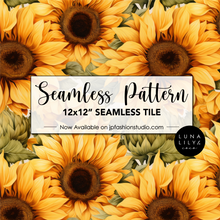 Load image into Gallery viewer, Sunflower Seamless Pattern Tile, Repeating Pattern, Floral Seamless Digital Pattern, Sunflower Pattern PNG, Commercial Use
