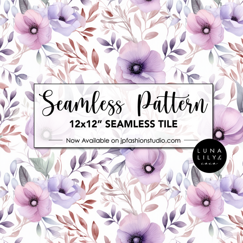 Abstract Floral Seamless Pattern Tile, Floral Seamless Digital Pattern, Lilac and Pink flowers, Watercolor Seamless Pattern, Soft Watercolor Print, Seamless Repeat, Seamless Tile, Digital Paper, Instant Digital Download  - Repeating Pattern - 300 DPI Resolution