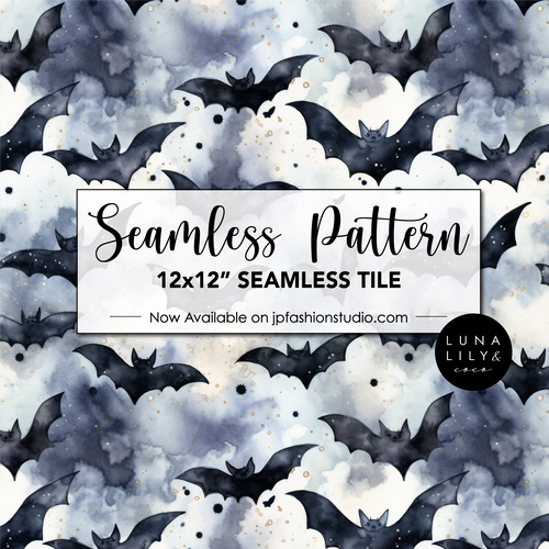 Halloween Bat Pattern, Halloween Seamless Pattern, Bat Seamless Pattern Tile, Spooky Halloween, Fall Seamless Pattern, Repeating Pattern, Digital Pattern, Commercial Use - Repeating Pattern - 300 DPI Resolution