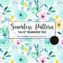 Load image into Gallery viewer, Abstract Floral Seamless Pattern Tile, Aquamarine Pink and Yellow Flowers, Repeating Pattern, Floral Seamless Digital Pattern,Commercial Use
