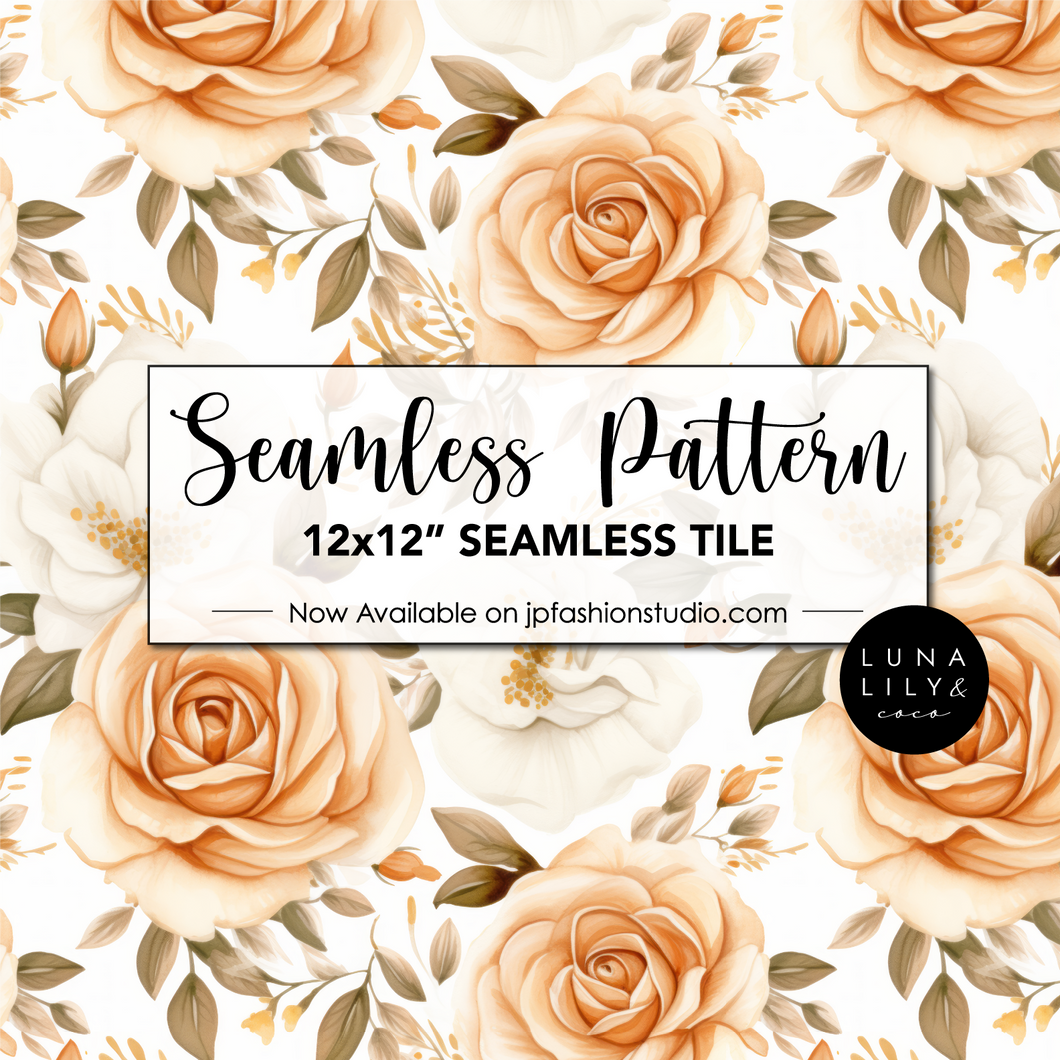 floral seamless pattern, floral seamless digital pattern, floral watercolor pattern, Boho Floral Seamless Pattern, Watercolor Floral, Tiling Pattern, Abstract flowers, flower seamless pattern, wildflower pattern, meadow flowers, roses pattern, orange