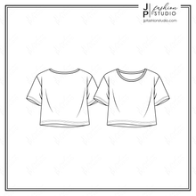 Load image into Gallery viewer, Women crop Top Fashion Sketch, Vector fashion Template, Fashion Technical Drawing, Crop Top sketch, Women&#39;s crop t-shirt sketch, for Adobe Illustrator
