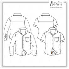 Load image into Gallery viewer, Boys Shirts Fashion Flat Sketches, Kids Fashion Technical Drawings
