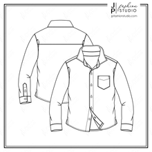 Load image into Gallery viewer, Boys Shirts Fashion Flat Sketches, Kids Fashion Technical Drawings
