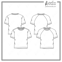 Load image into Gallery viewer, Boys T-Shirts Fashion Flat Sketches, Kids Technical drawings, Short Sleeves Tees, crew neck
