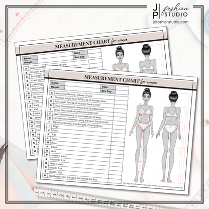 Body contouring, Body measurement chart, tech pack template, fashion template, measurement sewing, fashion designer, fashion forms, fashion measuring guide for women, pattern making, fashion spec sheet, measurement guideline, fashion figure, clothing size chart