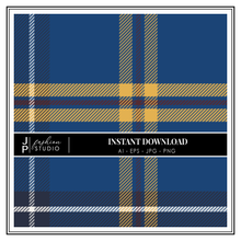 Load image into Gallery viewer, Varsity Seamless Plaid Pattern Repeat, Digital Plaid, Editable Pattern, Blue and Yellow, Nautical Plaid, PNG, INSTANT DOWNLOAD
