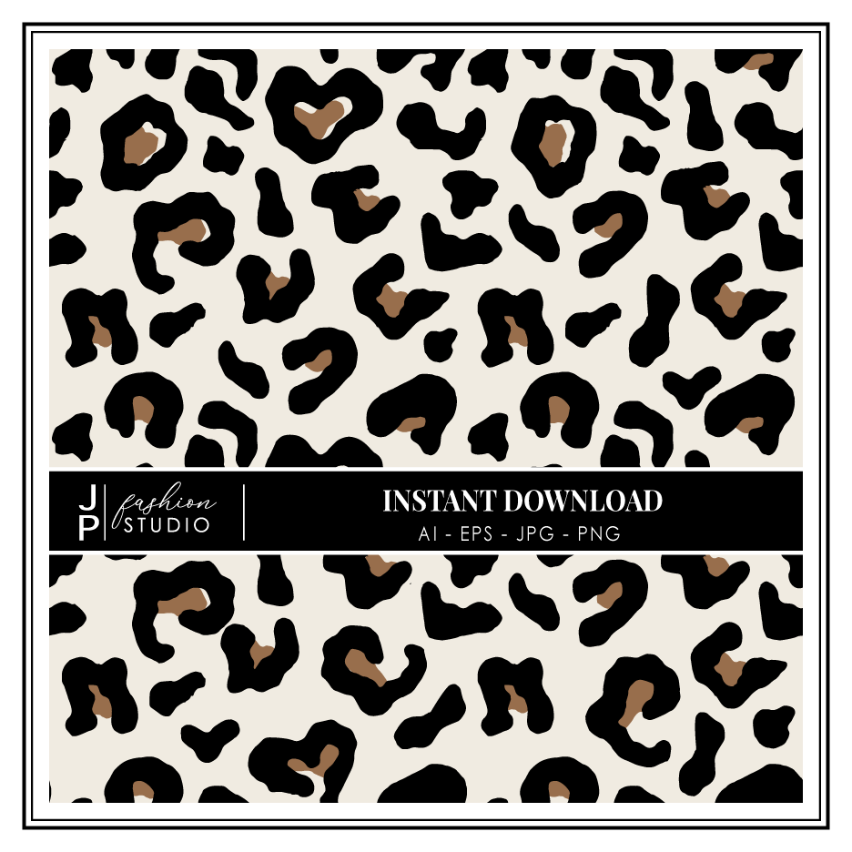 Leopard Print Seamless Pattern, vector repeat pattern, digital paper, scrapbook paper, backgrounds, PNG, Animal print, spots, INSTANT DOWNLOAD