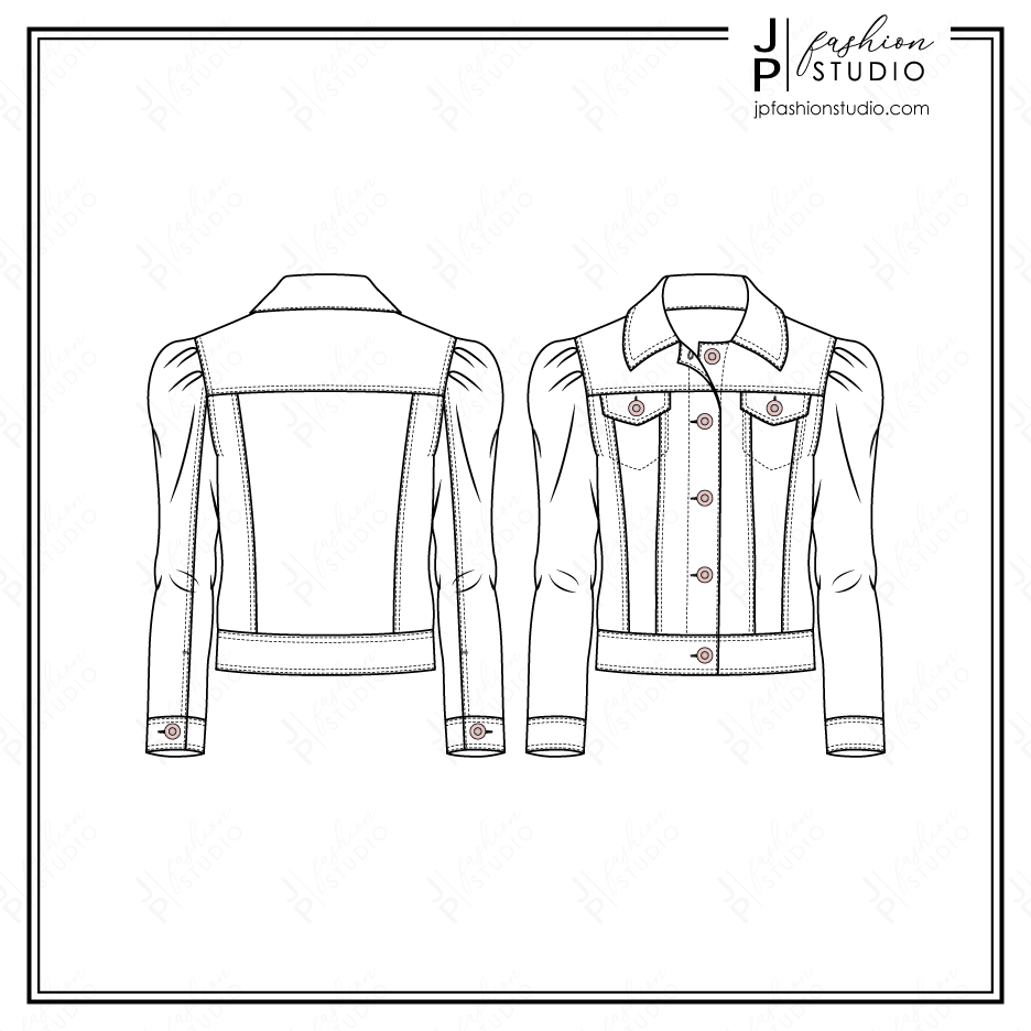 Girls Jean Jacket Fashion Technical Drawing - Purchase Online ...