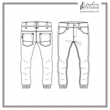 Load image into Gallery viewer, Men Jogger Pant sketches, Fashion Flat Sketches, Pants Technical Drawings, Vector Fashion Templates, Boys pant sketch, Adobe Illustrator
