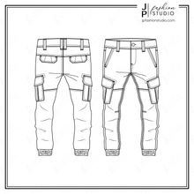 Load image into Gallery viewer, Men Jogger Pant sketches, Cargo pant, Fashion Flat Sketches, Pants Technical Drawings, Vector Fashion Templates, Boys pant sketch, Adobe Illustrator
