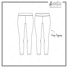 Load image into Gallery viewer, women&#39;s long legging sketch, fashion flat sketch, fashion technical drawing
