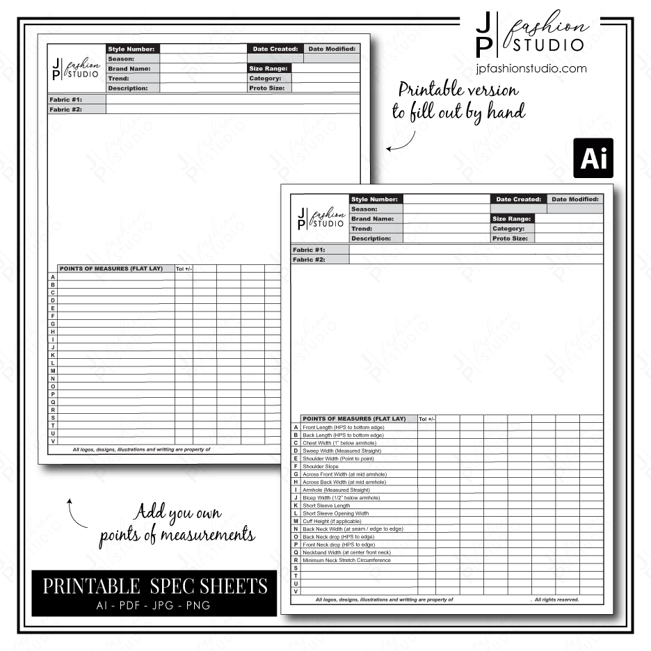 Spec Sheets templates, T-shirts Tech Pack, apparel industry fashion designing, fashion CAD, sewing guide, design templates, Editable spec sheets, Printable templates, fashion forms, measuring chart, apparel templates, fashion technical drawing