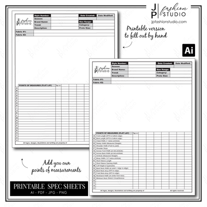 Spec Sheets templates, T-shirts Tech Pack, apparel industry fashion designing, fashion CAD, sewing guide, design templates, Editable spec sheets, Printable templates, fashion forms, measuring chart, apparel templates, fashion technical drawing