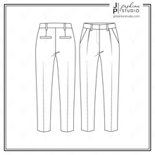 Load image into Gallery viewer, Women&#39;s trousers, pant suit sketch, Technical Drawing, Fashion Flat Sketch
