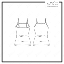 Load image into Gallery viewer, Women Tank Top Sketch, Fashion CADs, Fashion Technical Drawing, Fashion Flat Sketches for Adobe Illustrator, spaghetti strap tank top, Camisole sketch
