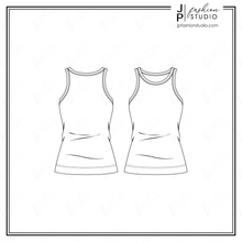 Load image into Gallery viewer, Women Tank Top Sketch, Fashion CADs, Fashion Technical Drawing, Fashion Flat Sketches for Adobe Illustrator, camisole sketch
