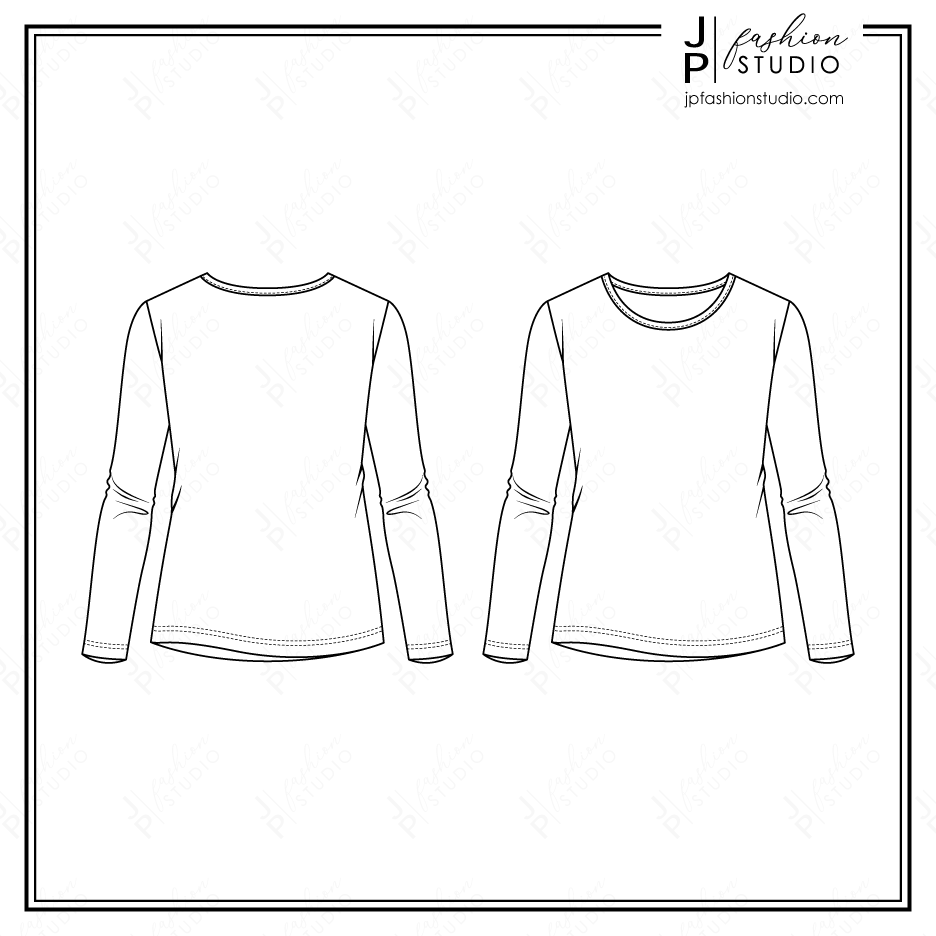 Women's Oversized T-Shirts Fashion Flat Sketches (2 styles), Short Sle –  JPFashionStudio